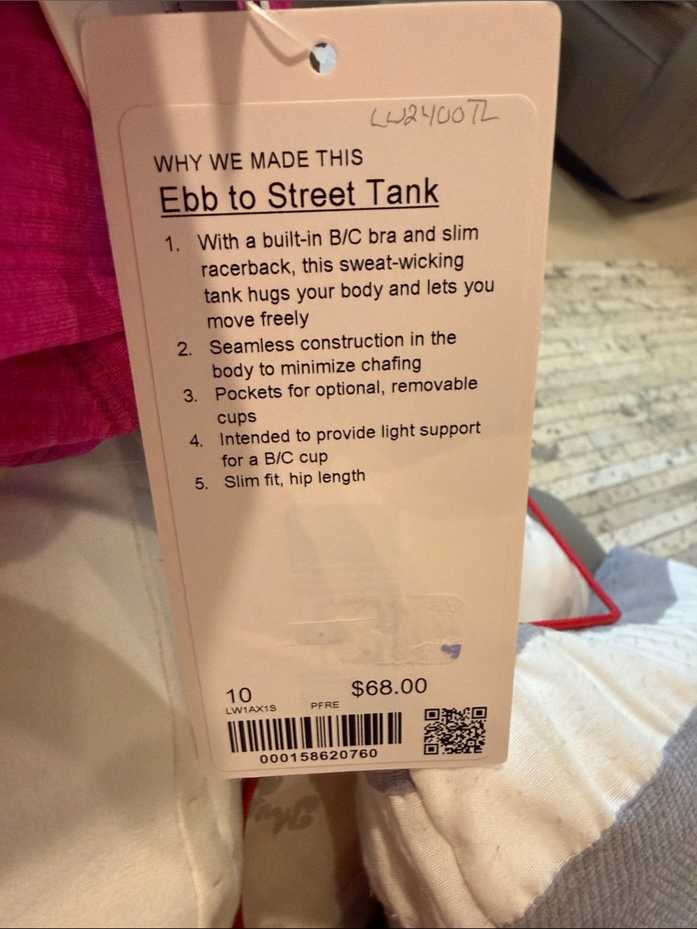 Lululemon Ebb to Street Tank Pink Flare Size 10 NWT